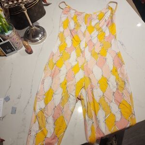 Emilio Pucci Pink and Yellow Geometric Jumpsuit
